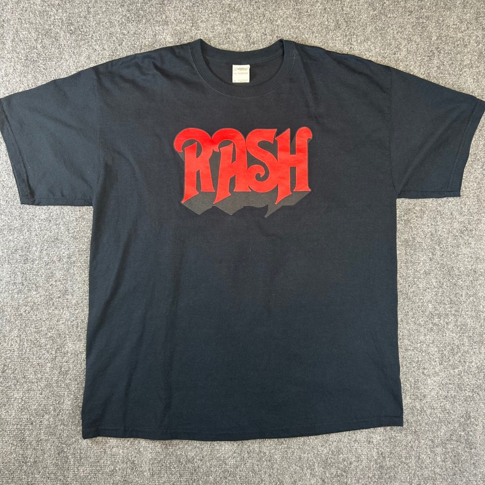 Gildan Ultra Cotton Rash Rush Funny Band Graphic T-Shirt Black Red XL